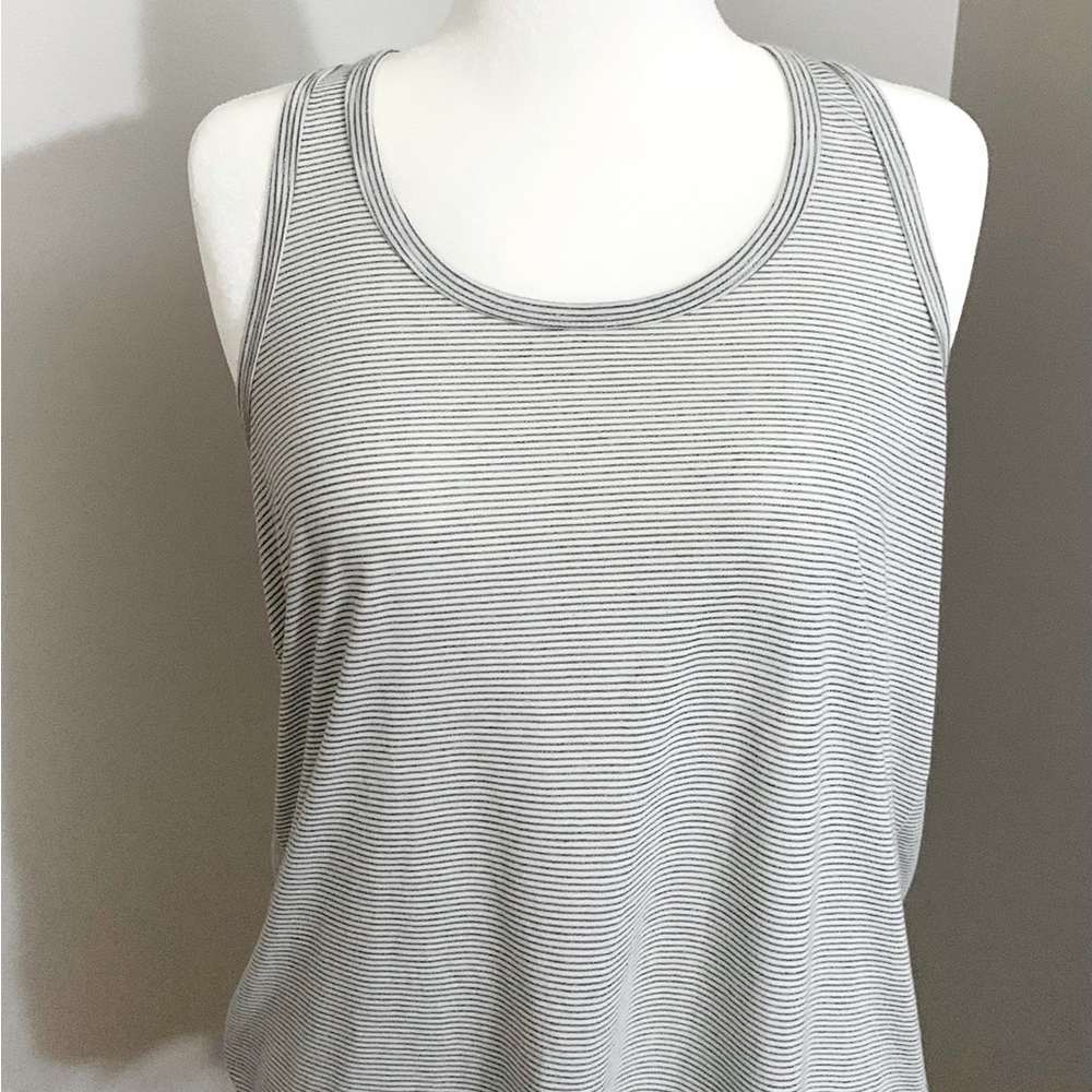 Grey & White Stripe Racerback Tank XL